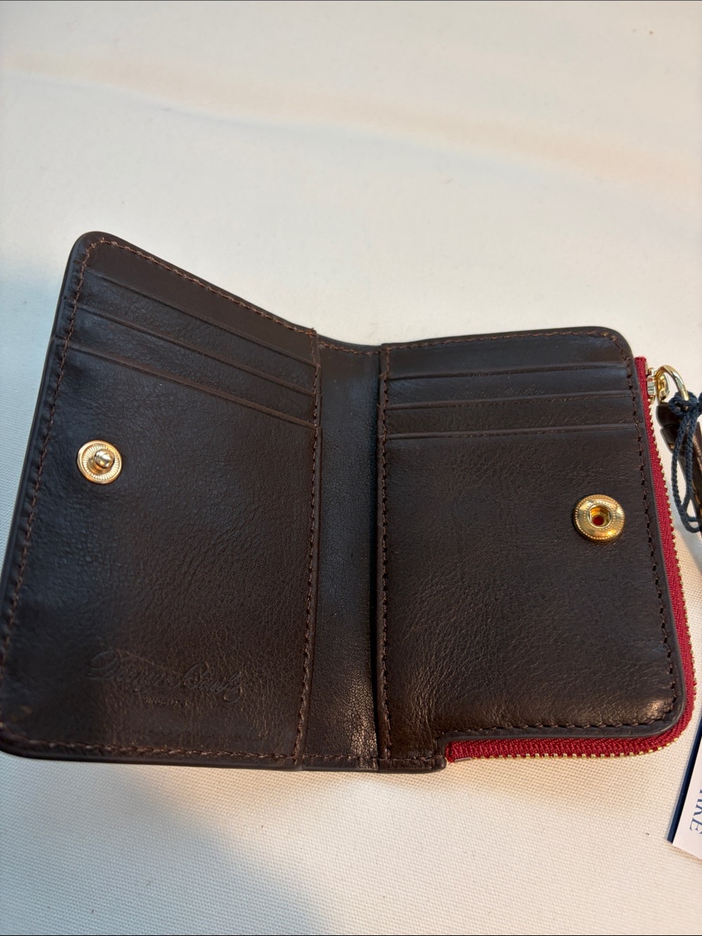 Dooney & Bourke Luxurious Florentine Leather Zip Credit Card Wallet Brown Tmoro - Picture 2 of 4